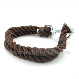 Herren-Armband Aus Titan Mit Anker-Baumwollseil
