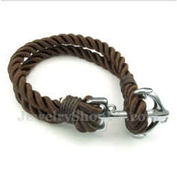 Herren-Armband Aus Titan Mit Anker-Baumwollseil