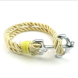 Herren-Armband Aus Titan Mit Anker-Baumwollseil