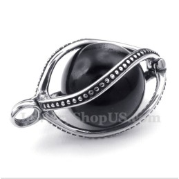 Herren Titan Schwarz Opal Anhänger Mit Gratis Kette
