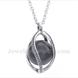 Herren Titan Schwarz Opal Anhänger Mit Gratis Kette