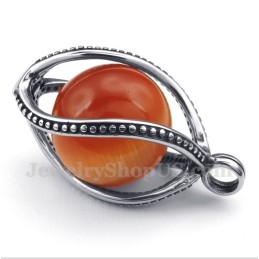 Herren Titan Roter Opal Anhänger Mit Gratiskette