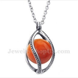 Herren Titan Roter Opal Anhänger Mit Gratiskette
