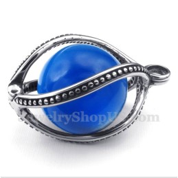 Herren-Anhänger Aus Titan Mit Blauem Opal Und Kostenloser Kette