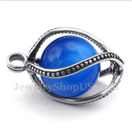 Herren-Anhänger Aus Titan Mit Blauem Opal Und Kostenloser Kette