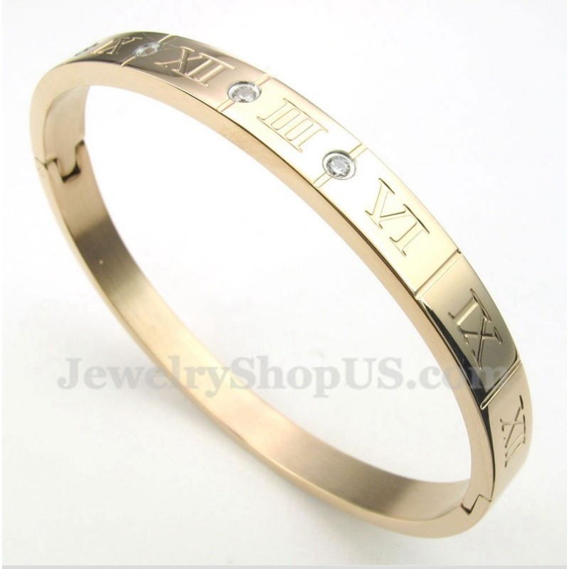 Herrenarmband Aus Titan Mit Diamanten Und Römischen Ziffern In Roségold Herrenarmband Aus Titan Mit Diamanten Und Römischen Ziffern In Roségold