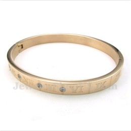 Herrenarmband Aus Titan Mit Diamanten Und Römischen Ziffern In Roségold