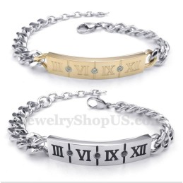 Titan-Paararmband Mit Römischen Ziffern Und Diamanten (Ein Paar)