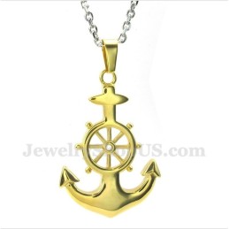 Herren Titan Gold Ruder Anhänger Mit Kostenloser Kette