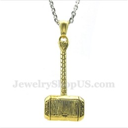 Thors Hammer Anhänger Aus Titan Und Gold Für Herren Mit Kostenloser Kette