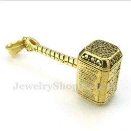 Thors Hammer Anhänger Aus Titan Und Gold Für Herren Mit Kostenloser Kette