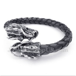 Herren-Lederarmband Mit Chinesischem Drachenkopf