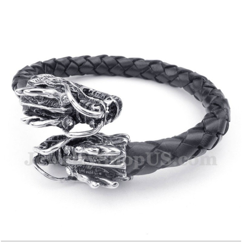 Herren-Lederarmband Mit Chinesischem Drachenkopf Herren-Lederarmband Mit Chinesischem Drachenkopf