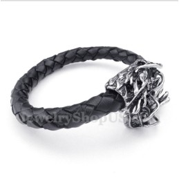 Herren-Lederarmband Mit Chinesischem Drachenkopf