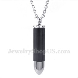 Herren Titan Schwarz Bullet Anhänger Mit Kostenloser Kette
