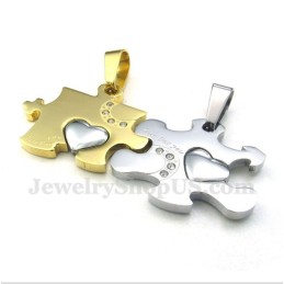 Titan-Gold-Puzzle-Paaranhänger Mit Kostenloser Kette (Ein Paar)