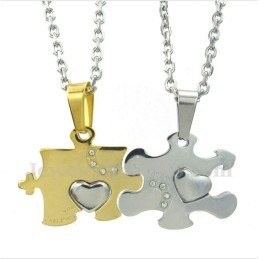Titan-Gold-Puzzle-Paaranhänger Mit Kostenloser Kette (Ein Paar)