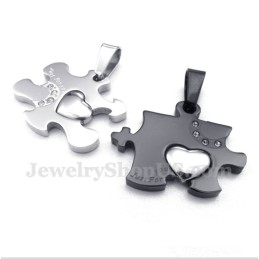 Titanschwarzer Puzzle-Paaranhänger Mit Kostenloser Kette (Ein Paar)