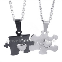 Titanschwarzer Puzzle-Paaranhänger Mit Kostenloser Kette (Ein Paar)