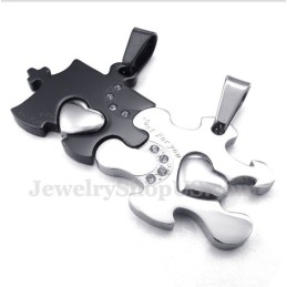 Titanschwarzer Puzzle-Paaranhänger Mit Kostenloser Kette (Ein Paar)