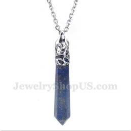 Lapislazuli-Hexagon-Prisma-Anhänger Für Herren Mit Kostenloser Kette