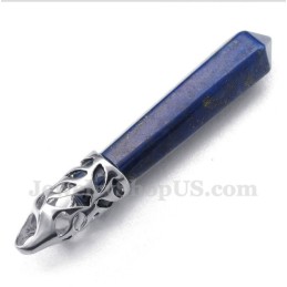 Lapislazuli-Hexagon-Prisma-Anhänger Für Herren Mit Kostenloser Kette