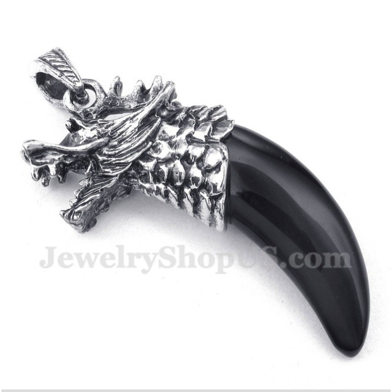 Herren Titan Schwarz Onyx Wolfskopf Hörner Anhänger Mit Kostenloser Kette Herren Titan Schwarz Onyx Wolfskopf Hörner Anhänger Mit Kostenloser Kette