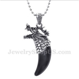 Herren Titan Schwarz Onyx Wolfskopf Hörner Anhänger Mit Kostenloser Kette