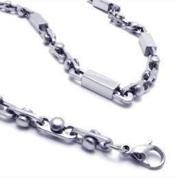 21,9 Zoll Titan Silber Quader Halskette