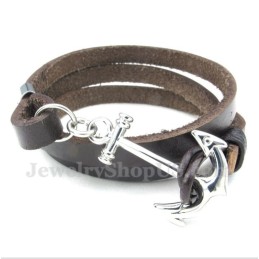 Herren Titan Leder Anker Armband