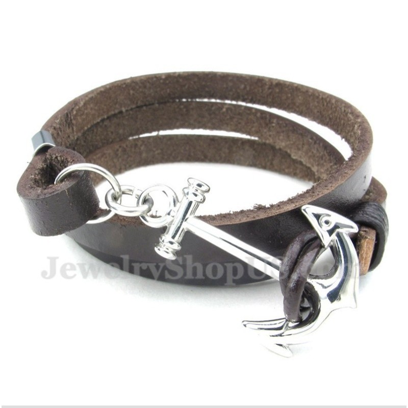 Herren Titan Leder Anker Armband Herren Titan Leder Anker Armband