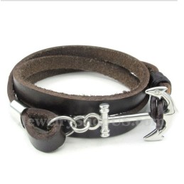 Herren Titan Leder Anker Armband