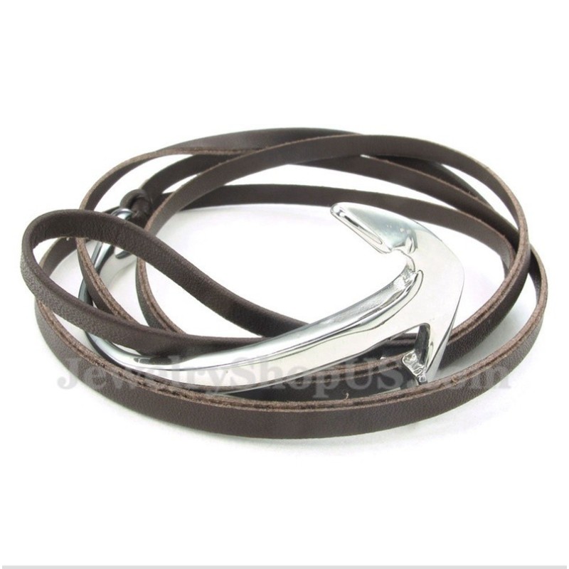 Herren Titan Leder Anker Armband Herren Titan Leder Anker Armband