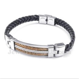 Herren Lederarmband Aus Roségold Und Titan