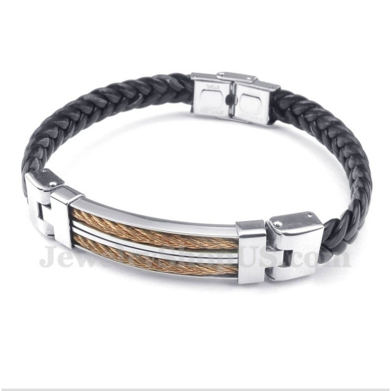 Herren Lederarmband Aus Roségold Und Titan Herren Lederarmband Aus Roségold Und Titan