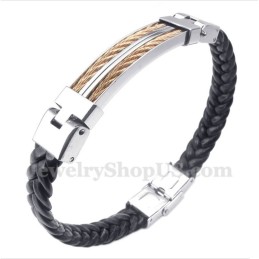 Herren Lederarmband Aus Roségold Und Titan
