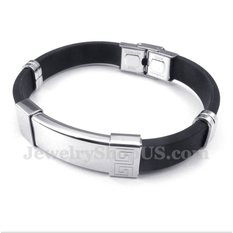 Herrenarmband Aus Titankautschuk Mit Griechischem Mäandermuster Herrenarmband Aus Titankautschuk Mit Griechischem Mäandermuster