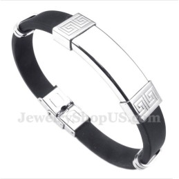 Herrenarmband Aus Titankautschuk Mit Griechischem Mäandermuster