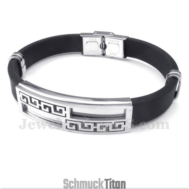 Herrenarmband Aus Titankautschuk Mit Griechischem Mäandermuster