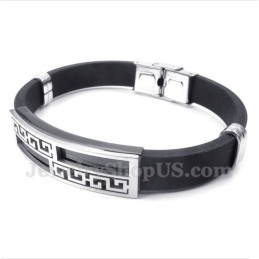 Herrenarmband Aus Titankautschuk Mit Griechischem Mäandermuster