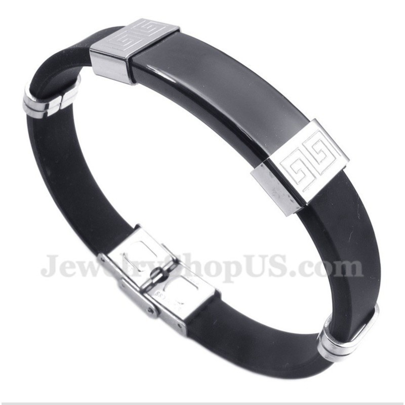 Herrenarmband Aus Titankautschuk Mit Griechischem Mäandermuster Herrenarmband Aus Titankautschuk Mit Griechischem Mäandermuster