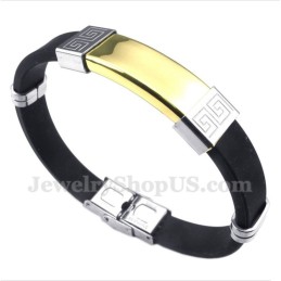 Herrenarmband Aus Titankautschuk Mit Griechischem Mäandermuster