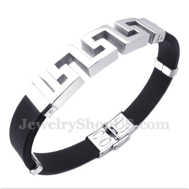 Herrenarmband Aus Titankautschuk Mit Griechischem Mäandermuster Herrenarmband Aus Titankautschuk Mit Griechischem Mäandermuster