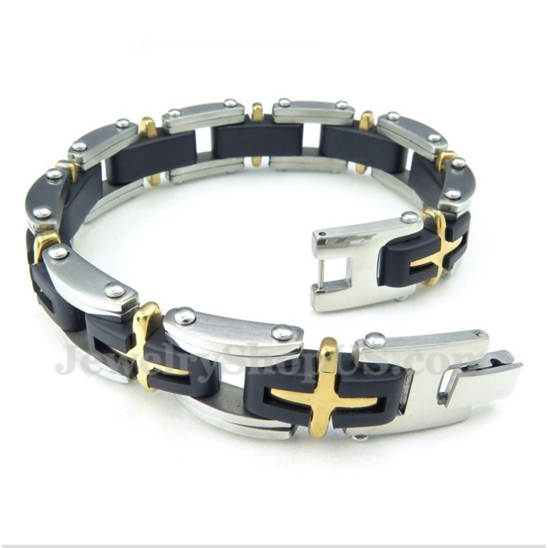 Herren-Kreuzarmband Aus Titan Und Gold Herren-Kreuzarmband Aus Titan Und Gold