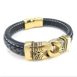 Herrenarmband Aus Titan Und Vergoldetem Leder