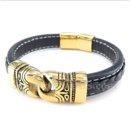 Herrenarmband Aus Titan Und Vergoldetem Leder