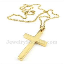 Herren Titan Gold Kreuz Anhänger Mit Gratis Kette