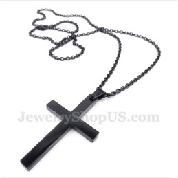Herren Titan Schwarz Kreuz Anhänger Mit Gratis Kette