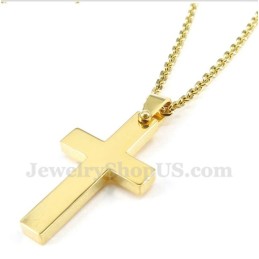 Herren Titan Gold Kreuz Anhänger Mit Gratis Kette