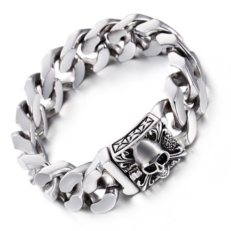 Kubanisches Titan-Kettenarmband Herren-Titan-Totenkopf-Armband Kubanisches Titan-Kettenarmband Herren-Titan-Totenkopf-Armband
